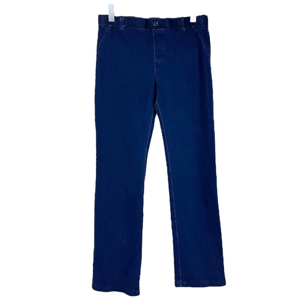 Betabrand Women’s Jeans Yoga Mid Rise Slim Straight Fit Dark Wash Size Large
